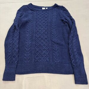 GAP Navy Cable Knit Fisherman Boat Neck‎ Preppy Y2K Oarsman Sweater Women-S-5062